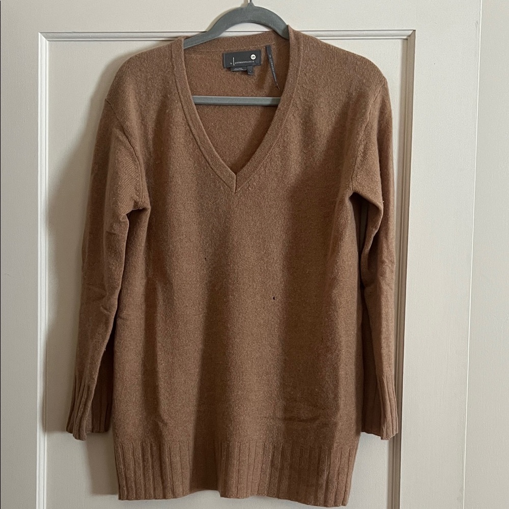 Anthropologie Brown V-Neck Sweater